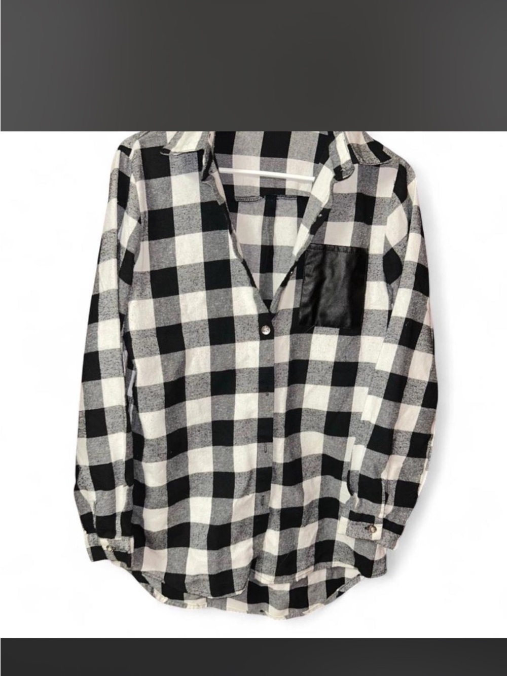 Zanzea Black and White Buffalo Plaid Shirt